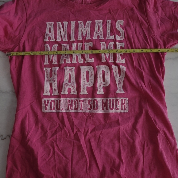 Farm Fed Pink Animals Make Me Happy Graphic Tee Size Large - Picture 5 of 6